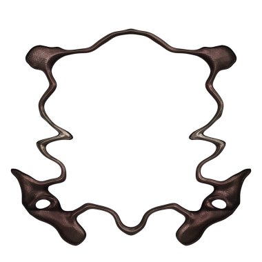 Üç boyutlu metalik illüstrasyon. Beyaz arka planda izole edilmiş fantezi çerçevesi. Davetiyeler, posterler, menü, hatıra defteri ve sunum için mükemmel. Metnin için şablon.