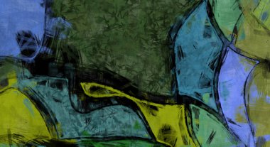 Kaos duvarı sanatı. Sanatsal canlılık ve renkli duvar kâğıdı. Kaotik resim. Taranmış Boyalı Soyut Arkaplan. Fırça darbesi ile boyanmış. Tuval üzerinde etkileyici fırçalanmış resim