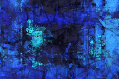 Kaos duvarı sanatı. Sanatsal canlılık ve renkli duvar kâğıdı. Kaotik resim. Taranmış Boyalı Soyut Arkaplan. Fırça darbesi ile boyanmış. Tuval üzerinde etkileyici fırçalanmış resim