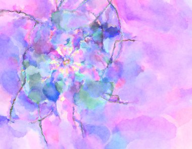 Modern fırça darbeleri. Poster, duvar sanatı, afiş, kart, kitap kapağı veya ambalaj için rahatlatıcı kompozisyonun yumuşak renkli çizimi. Pastel renklerle suluboya.