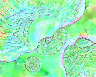 Modern fırça darbeleri. Poster, duvar sanatı, afiş, kart, kitap kapağı veya ambalaj için rahatlatıcı kompozisyonun yumuşak renkli çizimi. Pastel renklerle suluboya.