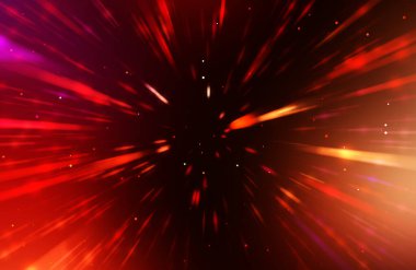 Parlak, canlı ve renkli duvar kağıtları. Parlayan parçacıkları ve çizgileri olan ışık patlaması yıldızı. Güzel soyut ışın arkaplanı.