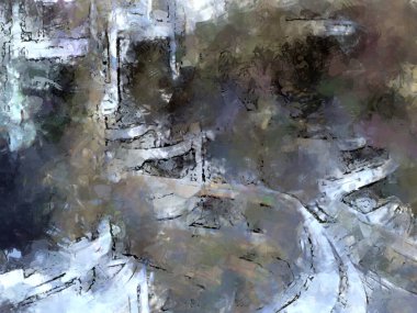 Tuval üzerinde etkileyici fırçalanmış resim. Soyut doku. 2D çizim. Geniş fırça darbeleri. Modern dijital sanat. Çağdaş fırça. Modern ifade. Popüler biçim boyanmış resim.