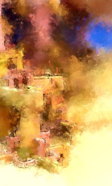 Tuval üzerinde etkileyici fırçalanmış resim. Soyut doku. 2D çizim. Geniş fırça darbeleri. Modern dijital sanat. Çağdaş fırça. Modern ifade. Popüler biçim boyanmış resim.