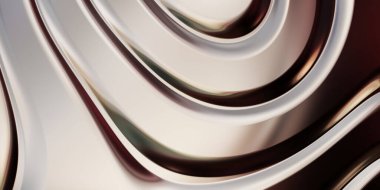 Renkli dalgalı yansıtıcı duvar kağıdının üç boyutlu çizimi. Duvar kağıdı, afiş, arkaplan, kart, kitap kapağı veya web sitesi için grafiksel illüstrasyon. Soyut arkaplan. 