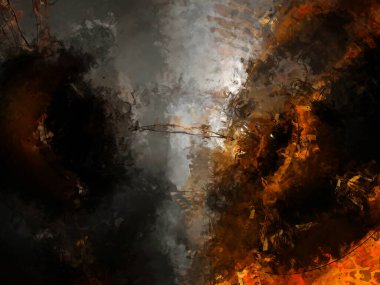 Tuval üzerinde etkileyici fırçalanmış resim. Soyut doku. 2D çizim. Geniş fırça darbeleri. Modern dijital sanat. Çağdaş fırça. Modern ifade. Popüler biçim boyanmış resim.