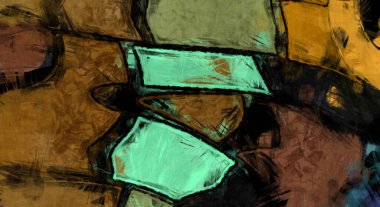 Kaos duvarı sanatı. Sanatsal canlılık ve renkli duvar kâğıdı. Kaotik resim. Taranmış Boyalı Soyut Arkaplan. Fırça darbesi ile boyanmış. Tuval üzerinde etkileyici fırçalanmış resim