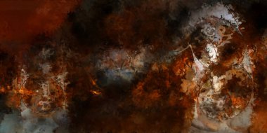 Tuval üzerinde etkileyici fırçalanmış resim. Soyut doku. 2D çizim. Geniş fırça darbeleri. Modern dijital sanat. Çağdaş fırça. Modern ifade. Popüler biçim boyanmış resim.