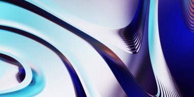 Renkli dalgalı yansıtıcı duvar kağıdının üç boyutlu çizimi. Duvar kağıdı, afiş, arkaplan, kart, kitap kapağı veya web sitesi için grafiksel illüstrasyon. Soyut arkaplan. 