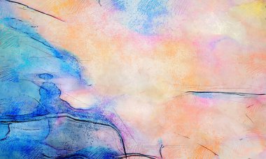 Boya üzerine ekşi mürekkep çizimi. Vahşi soyut illüstrasyon arka planı. Yaratıcı renkli duvar kağıdı. Aşırı kasvetli duvar kapağı. Kaotik resim.