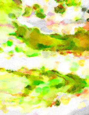 Modern fırça darbeleri. Poster, duvar sanatı, afiş, kart, kitap kapağı veya ambalaj için rahatlatıcı kompozisyonun yumuşak renkli çizimi. Pastel renklerle suluboya.