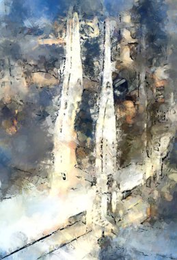 Tuval üzerinde etkileyici fırçalanmış resim. Soyut doku. 2D çizim. Geniş fırça darbeleri. Modern dijital sanat. Çağdaş fırça. Modern ifade. Popüler biçim boyanmış resim.