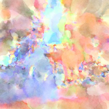 Modern fırça darbeleri. Poster, duvar sanatı, afiş, kart, kitap kapağı veya ambalaj için rahatlatıcı kompozisyonun yumuşak renkli çizimi. Pastel renklerle suluboya.