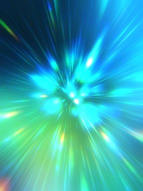 Parlak, canlı ve renkli duvar kağıtları. Parlayan parçacıkları ve çizgileri olan ışık patlaması yıldızı. Güzel soyut ışın arkaplanı.