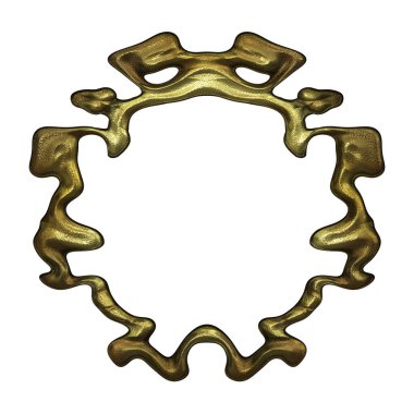 Üç boyutlu metalik illüstrasyon. Beyaz arka planda izole edilmiş fantezi çerçevesi. Davetiyeler, posterler, menü, hatıra defteri ve sunum için mükemmel. Metnin için şablon.