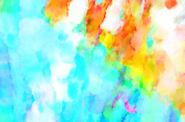 Modern fırça darbeleri. Poster, duvar sanatı, afiş, kart, kitap kapağı veya ambalaj için rahatlatıcı kompozisyonun yumuşak renkli çizimi. Pastel renklerle suluboya.