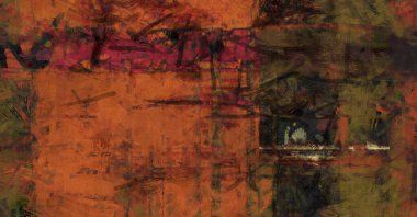 Kaos duvarı sanatı. Sanatsal canlılık ve renkli duvar kâğıdı. Kaotik resim. Taranmış Boyalı Soyut Arkaplan. Fırça darbesi ile boyanmış. Tuval üzerinde etkileyici fırçalanmış resim