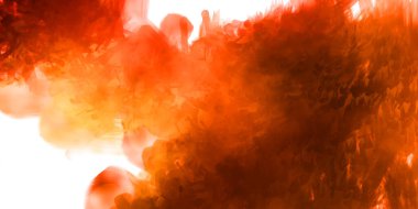 Vahşi ve büyük fırça darbeleri. Beyaz arka planda fırçalanmış soyut resim. Fırça darbesi ile boyanmış. Boya darbeleri. 2B Görüntü.