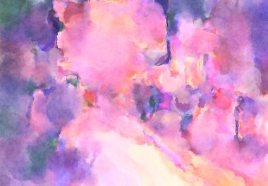 Modern fırça darbeleri. Poster, duvar sanatı, afiş, kart, kitap kapağı veya ambalaj için rahatlatıcı kompozisyonun yumuşak renkli çizimi. Pastel renklerle suluboya.