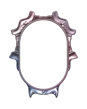 Üç boyutlu metalik illüstrasyon. Beyaz arka planda izole edilmiş fantezi çerçevesi. Davetiyeler, posterler, menü, hatıra defteri ve sunum için mükemmel. Metnin için şablon.