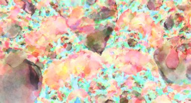 Modern fırça darbeleri. Poster, duvar sanatı, afiş, kart, kitap kapağı veya ambalaj için rahatlatıcı kompozisyonun yumuşak renkli çizimi. Pastel renklerle suluboya.