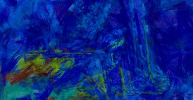 Kaos duvarı sanatı. Sanatsal canlılık ve renkli duvar kâğıdı. Kaotik resim. Taranmış Boyalı Soyut Arkaplan. Fırça darbesi ile boyanmış. Tuval üzerinde etkileyici fırçalanmış resim