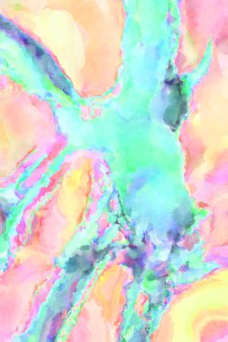 Modern fırça darbeleri. Poster, duvar sanatı, afiş, kart, kitap kapağı veya ambalaj için rahatlatıcı kompozisyonun yumuşak renkli çizimi. Pastel renklerle suluboya.