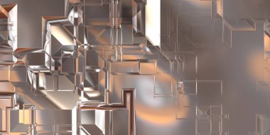 Parlak saten kaplama yüzey teknolojisi 3 boyutlu desen. Lüks yansımalı metal panel dokusu. Arkaplan, duvar kağıdı, uzay gemisi gövdesi için cilalanmış geometrik metal yansıtıcı fütüristik malzeme.