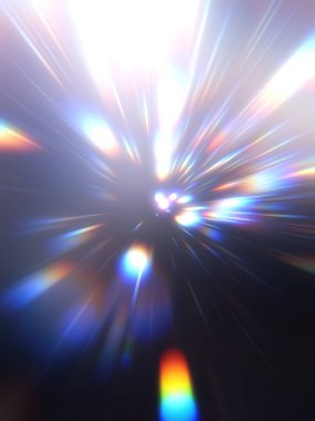 Parlak, canlı ve renkli duvar kağıtları. Parlayan parçacıkları ve çizgileri olan ışık patlaması yıldızı. Güzel soyut ışın arkaplanı.