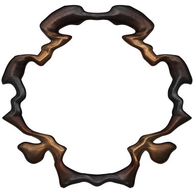 Üç boyutlu metalik illüstrasyon. Beyaz arka planda izole edilmiş fantezi çerçevesi. Davetiyeler, posterler, menü, hatıra defteri ve sunum için mükemmel. Metnin için şablon.