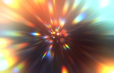 Parlak, canlı ve renkli duvar kağıtları. Parlayan parçacıkları ve çizgileri olan ışık patlaması yıldızı. Güzel soyut ışın arkaplanı.