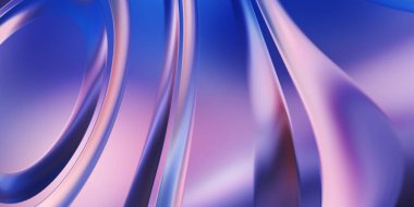 Renkli dalgalı yansıtıcı duvar kağıdının üç boyutlu çizimi. Duvar kağıdı, afiş, arkaplan, kart, kitap kapağı veya web sitesi için grafiksel illüstrasyon. Soyut arkaplan. 