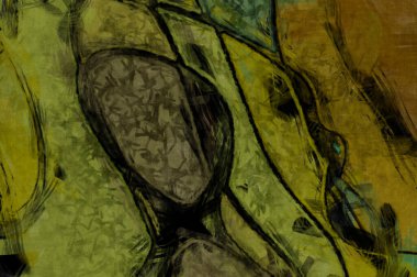 Kaos duvarı sanatı. Sanatsal canlılık ve renkli duvar kâğıdı. Kaotik resim. Taranmış Boyalı Soyut Arkaplan. Fırça darbesi ile boyanmış. Tuval üzerinde etkileyici fırçalanmış resim