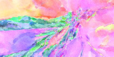 Modern fırça darbeleri. Poster, duvar sanatı, afiş, kart, kitap kapağı veya ambalaj için rahatlatıcı kompozisyonun yumuşak renkli çizimi. Pastel renklerle suluboya.