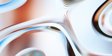 Renkli dalgalı yansıtıcı duvar kağıdının üç boyutlu çizimi. Duvar kağıdı, afiş, arkaplan, kart, kitap kapağı veya web sitesi için grafiksel illüstrasyon. Soyut arkaplan. 