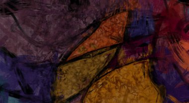 Kaos duvarı sanatı. Sanatsal canlılık ve renkli duvar kâğıdı. Kaotik resim. Taranmış Boyalı Soyut Arkaplan. Fırça darbesi ile boyanmış. Tuval üzerinde etkileyici fırçalanmış resim