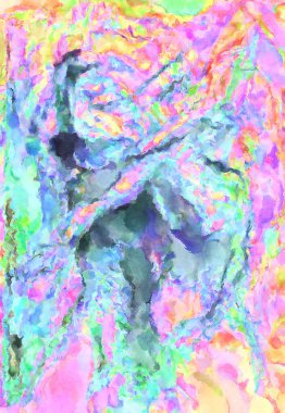 Modern fırça darbeleri. Poster, duvar sanatı, afiş, kart, kitap kapağı veya ambalaj için rahatlatıcı kompozisyonun yumuşak renkli çizimi. Pastel renklerle suluboya.