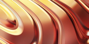 Renkli dalgalı yansıtıcı duvar kağıdının üç boyutlu çizimi. Duvar kağıdı, afiş, arkaplan, kart, kitap kapağı veya web sitesi için grafiksel illüstrasyon. Soyut arkaplan. 