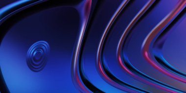 Renkli dalgalı yansıtıcı duvar kağıdının üç boyutlu çizimi. Duvar kağıdı, afiş, arkaplan, kart, kitap kapağı veya web sitesi için grafiksel illüstrasyon. Soyut arkaplan. 