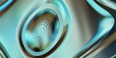 Renkli dalgalı yansıtıcı duvar kağıdının üç boyutlu çizimi. Duvar kağıdı, afiş, arkaplan, kart, kitap kapağı veya web sitesi için grafiksel illüstrasyon. Soyut arkaplan. 