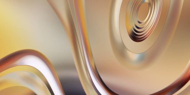 Renkli dalgalı yansıtıcı duvar kağıdının üç boyutlu çizimi. Duvar kağıdı, afiş, arkaplan, kart, kitap kapağı veya web sitesi için grafiksel illüstrasyon. Soyut arkaplan. 