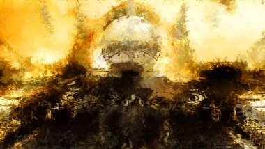 Tuval üzerinde etkileyici fırçalanmış resim. Soyut doku. 2D çizim. Geniş fırça darbeleri. Modern dijital sanat. Çağdaş fırça. Modern ifade. Popüler biçim boyanmış resim.