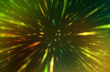 Parlak, canlı ve renkli duvar kağıtları. Parlayan parçacıkları ve çizgileri olan ışık patlaması yıldızı. Güzel soyut ışın arkaplanı.