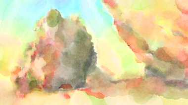 Modern fırça darbeleri. Poster, duvar sanatı, afiş, kart, kitap kapağı veya ambalaj için rahatlatıcı kompozisyonun yumuşak renkli çizimi. Pastel renklerle suluboya.