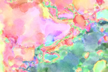 Modern fırça darbeleri. Poster, duvar sanatı, afiş, kart, kitap kapağı veya ambalaj için rahatlatıcı kompozisyonun yumuşak renkli çizimi. Pastel renklerle suluboya.