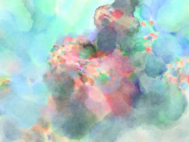 Modern fırça darbeleri. Poster, duvar sanatı, afiş, kart, kitap kapağı veya ambalaj için rahatlatıcı kompozisyonun yumuşak renkli çizimi. Pastel renklerle suluboya.