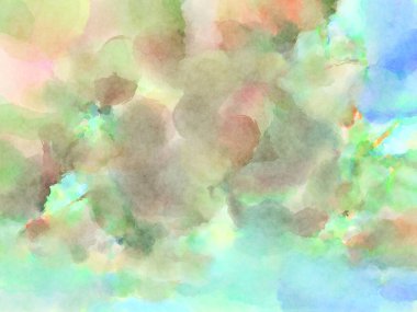 Modern fırça darbeleri. Poster, duvar sanatı, afiş, kart, kitap kapağı veya ambalaj için rahatlatıcı kompozisyonun yumuşak renkli çizimi. Pastel renklerle suluboya.