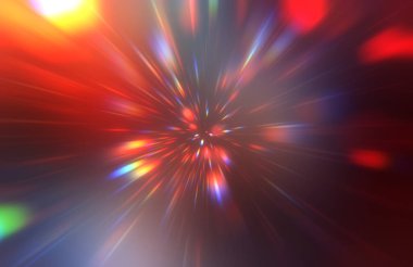 Parlak, canlı ve renkli duvar kağıtları. Parlayan parçacıkları ve çizgileri olan ışık patlaması yıldızı. Güzel soyut ışın arkaplanı.