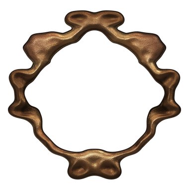 Üç boyutlu metalik illüstrasyon. Beyaz arka planda izole edilmiş fantezi çerçevesi. Davetiyeler, posterler, menü, hatıra defteri ve sunum için mükemmel. Metnin için şablon.