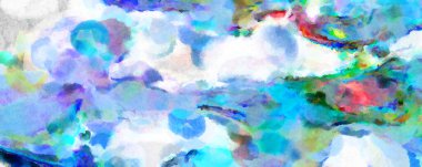 Modern fırça darbeleri. Poster, duvar sanatı, afiş, kart, kitap kapağı veya ambalaj için rahatlatıcı kompozisyonun yumuşak renkli çizimi. Pastel renklerle suluboya.